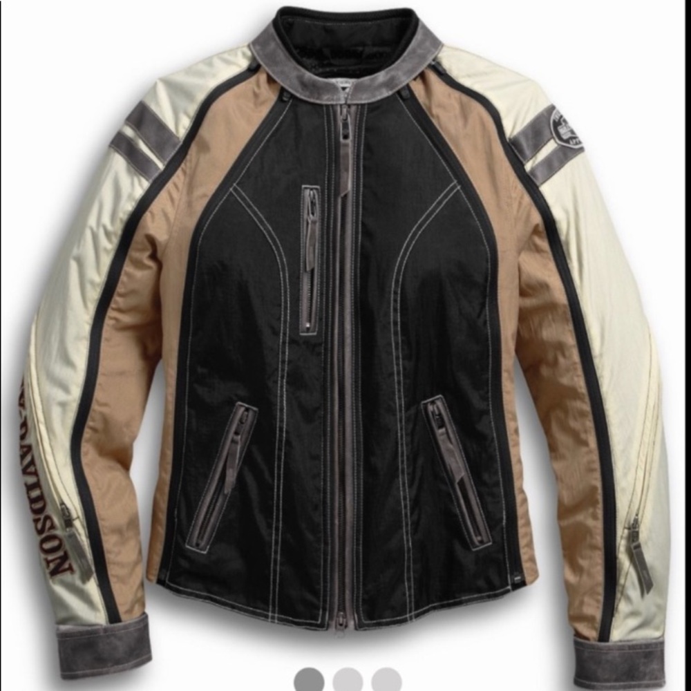 Harley Davidson Switchback Riding Jacket/Black-Tan Removable Liner-Women US Med